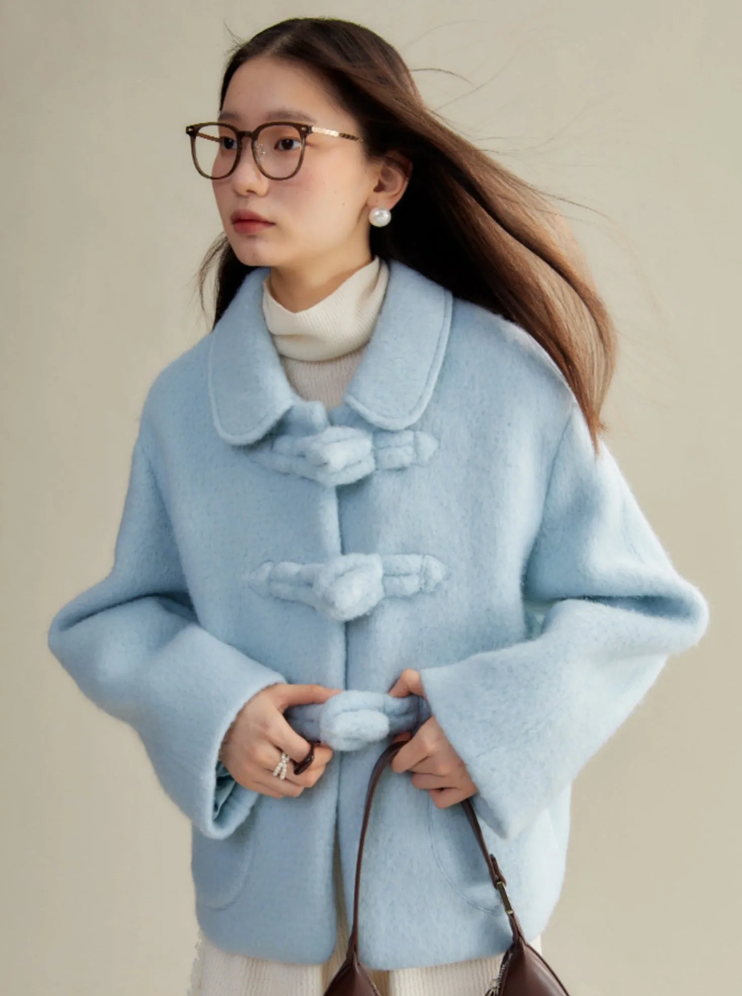 Sweet Pastel Blue Wool Coat