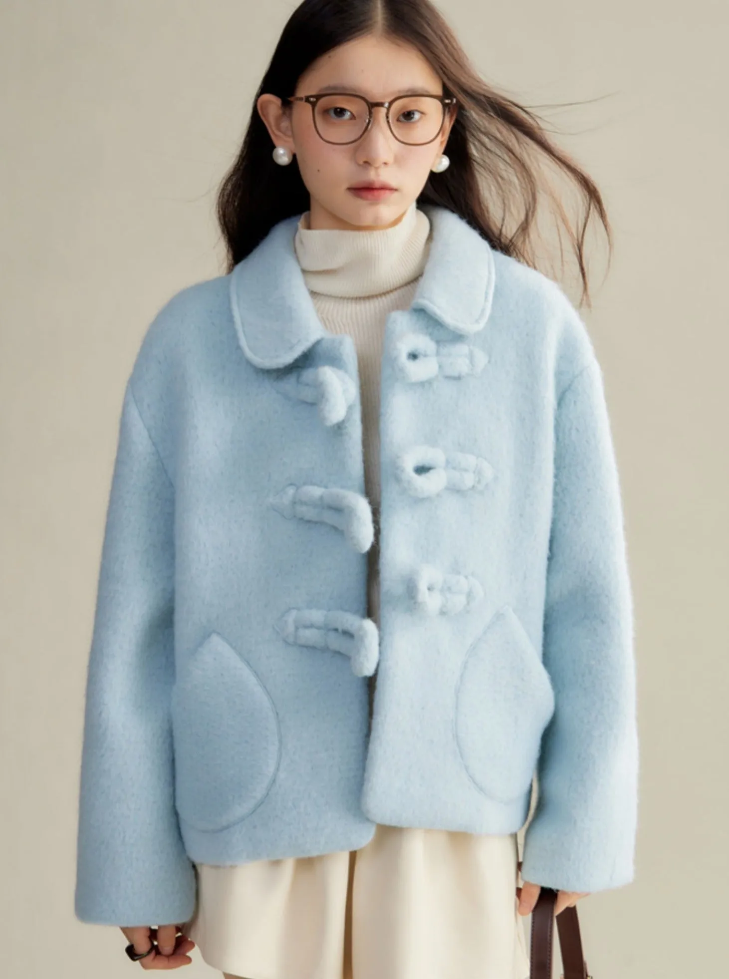 Sweet Pastel Blue Wool Coat