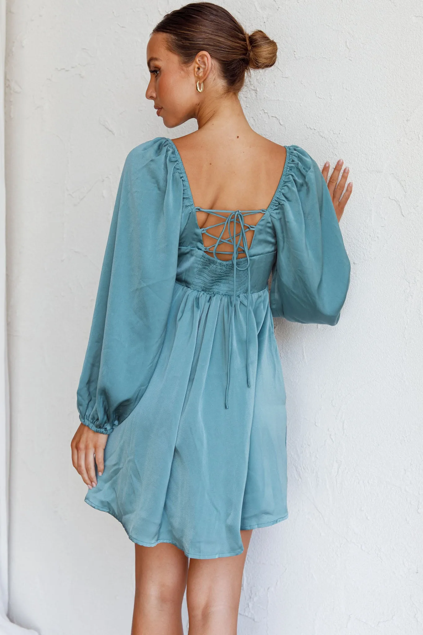 Tansy Long Sleeve Babydoll Dress Teal