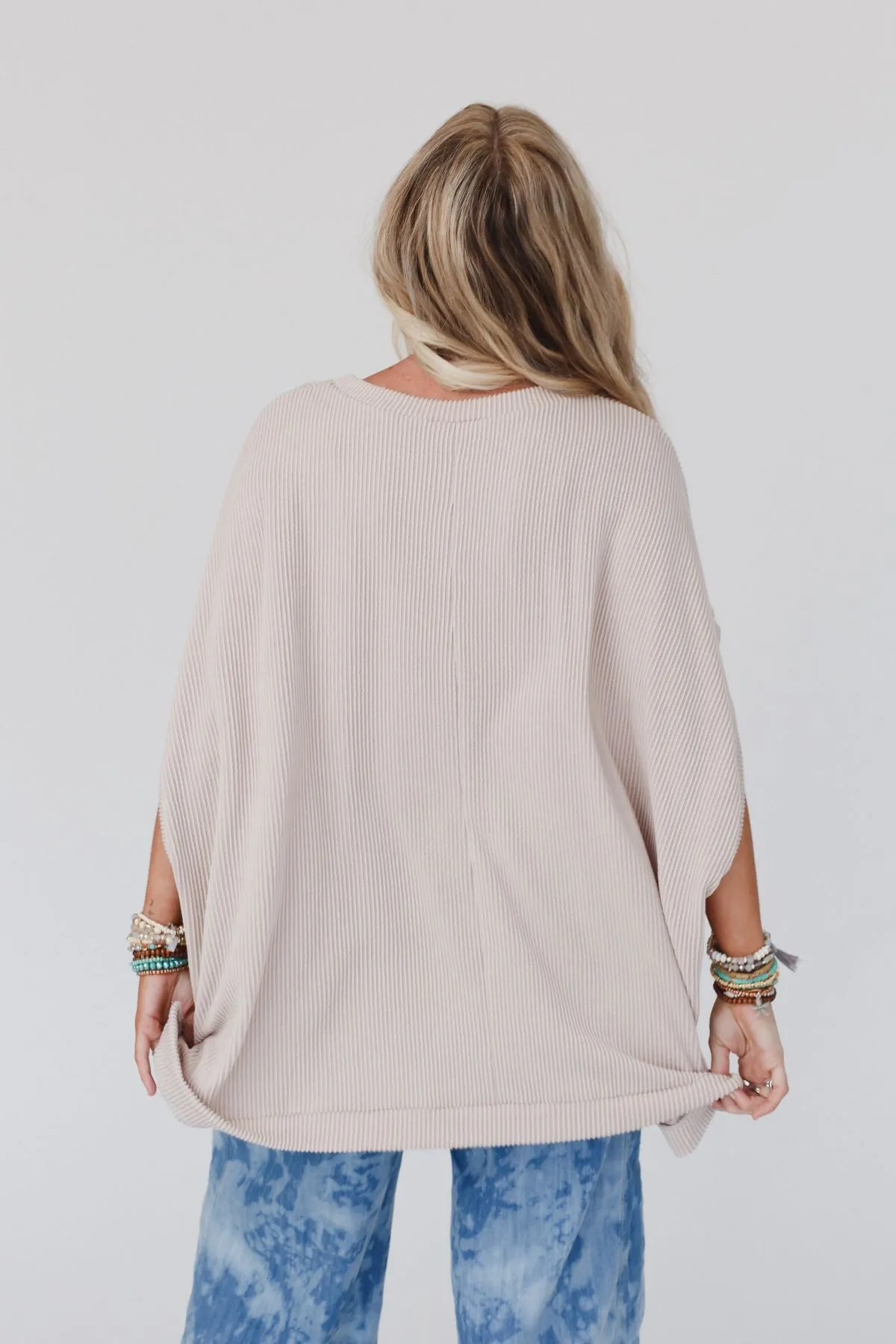 The Nest Moon Glow Texture Knit Top - Oat