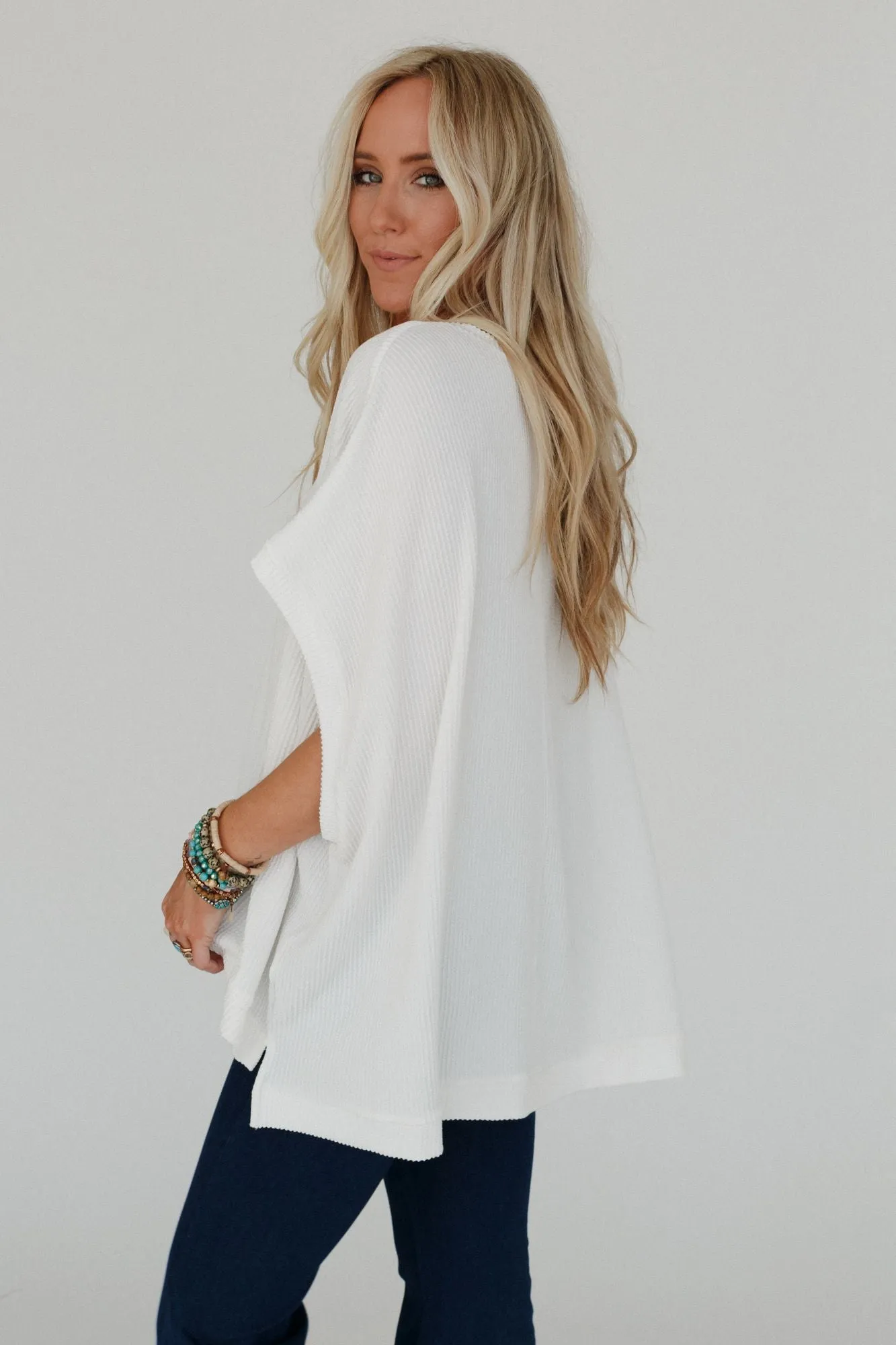 The Nest Moon Glow Texture Knit Top - Off White