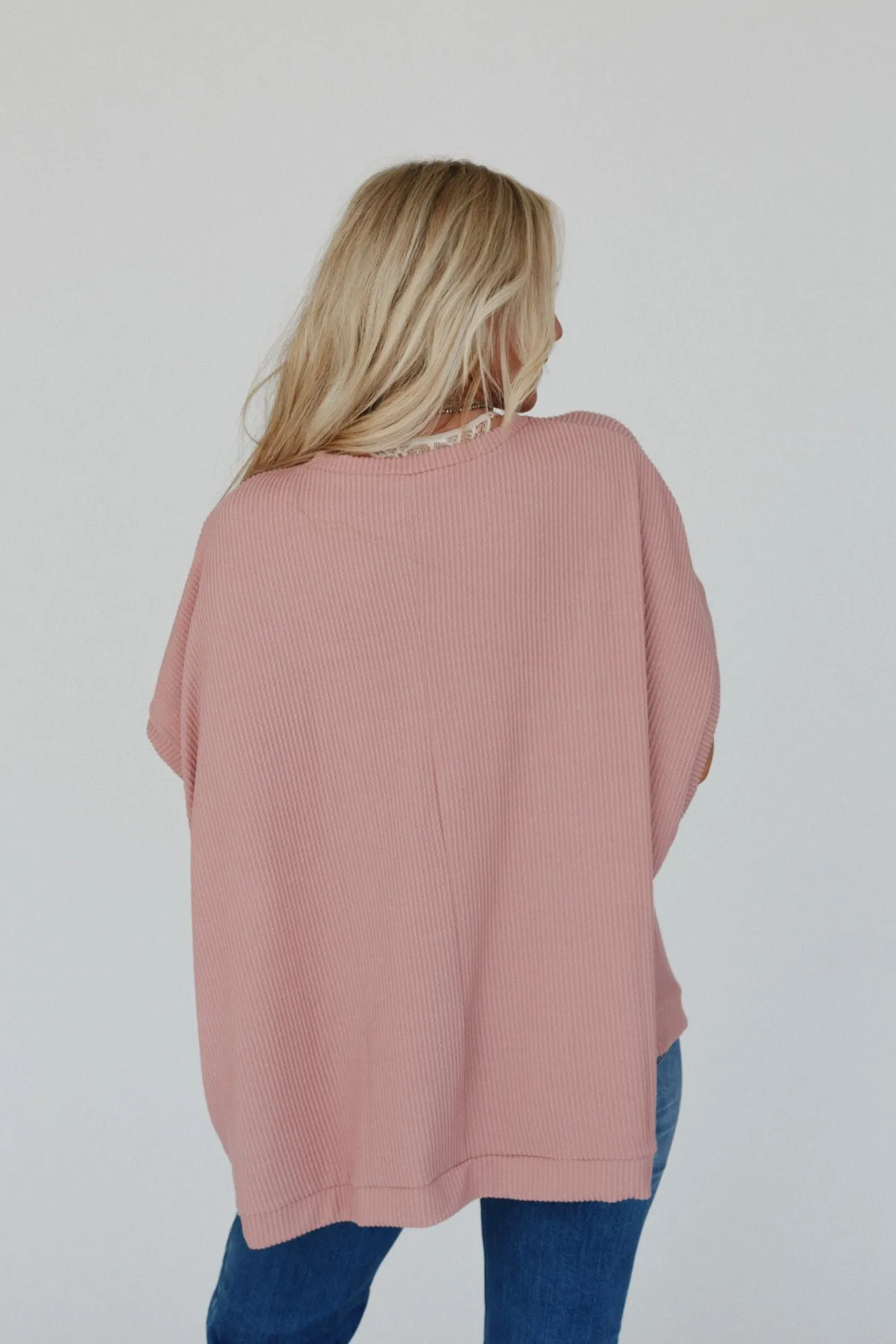 The Nest Moon Glow Texture Knit Top - Rose Faded