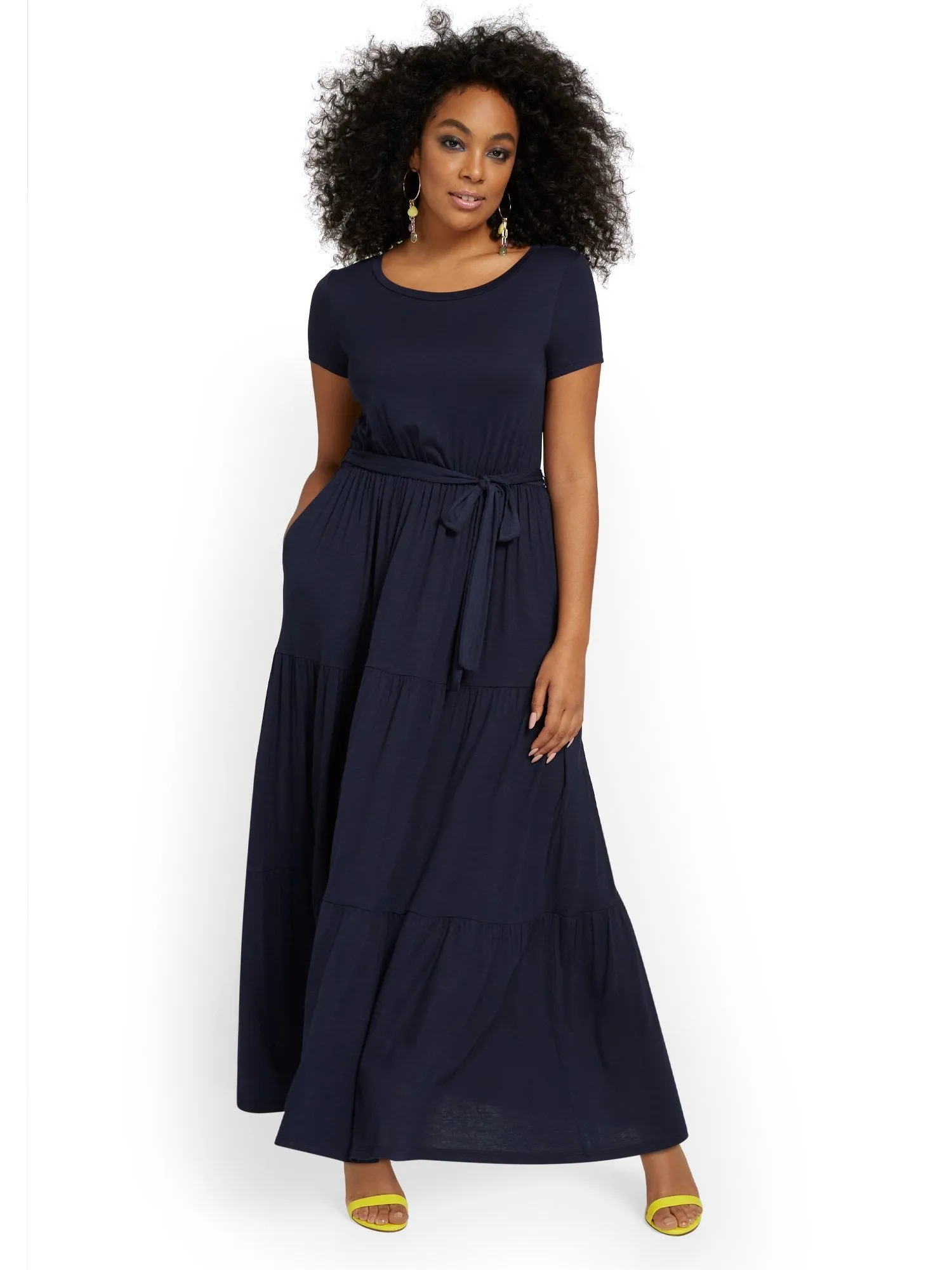 Tiered Tie-Waist Maxi Dress