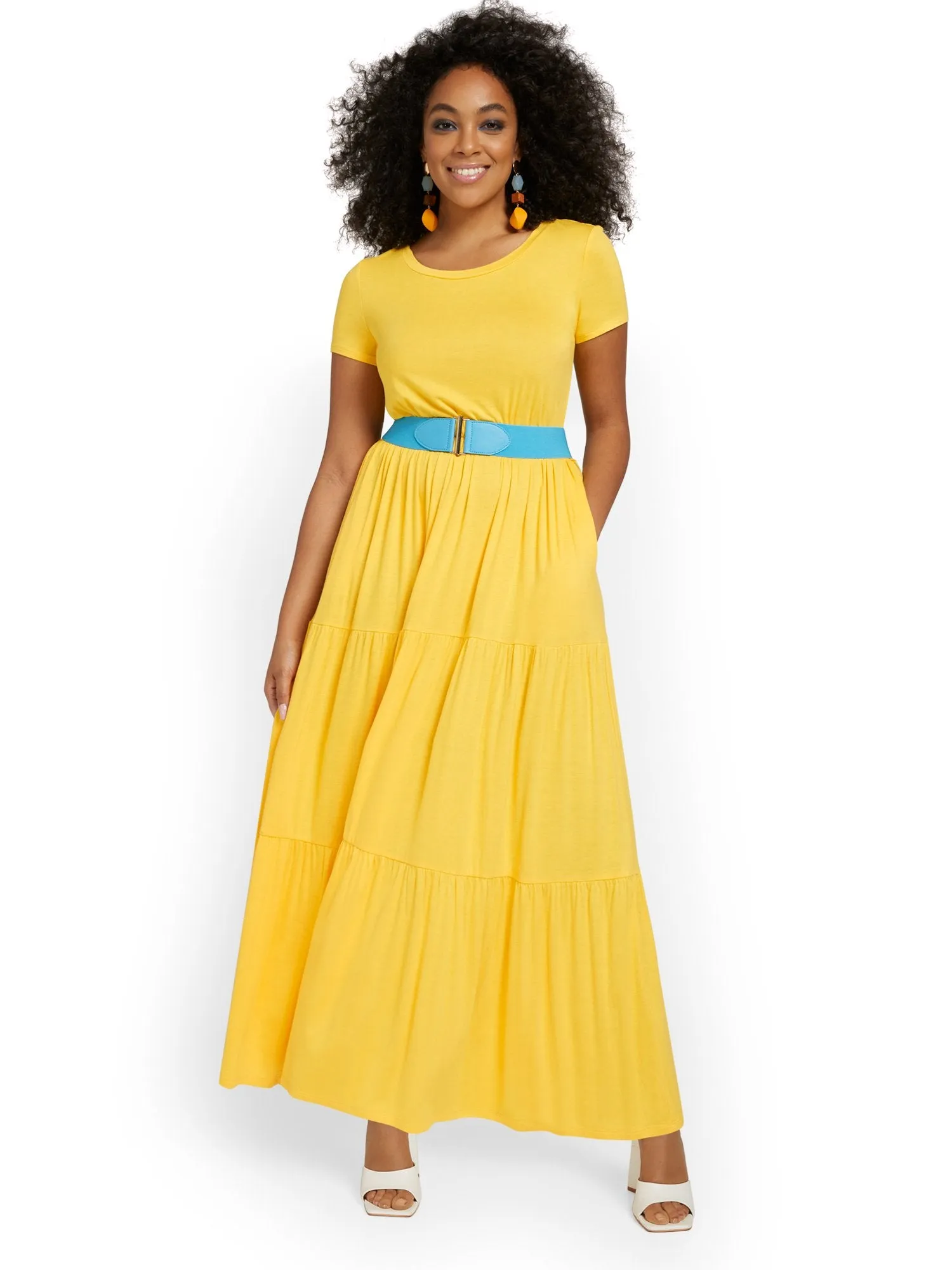 Tiered Tie-Waist Maxi Dress