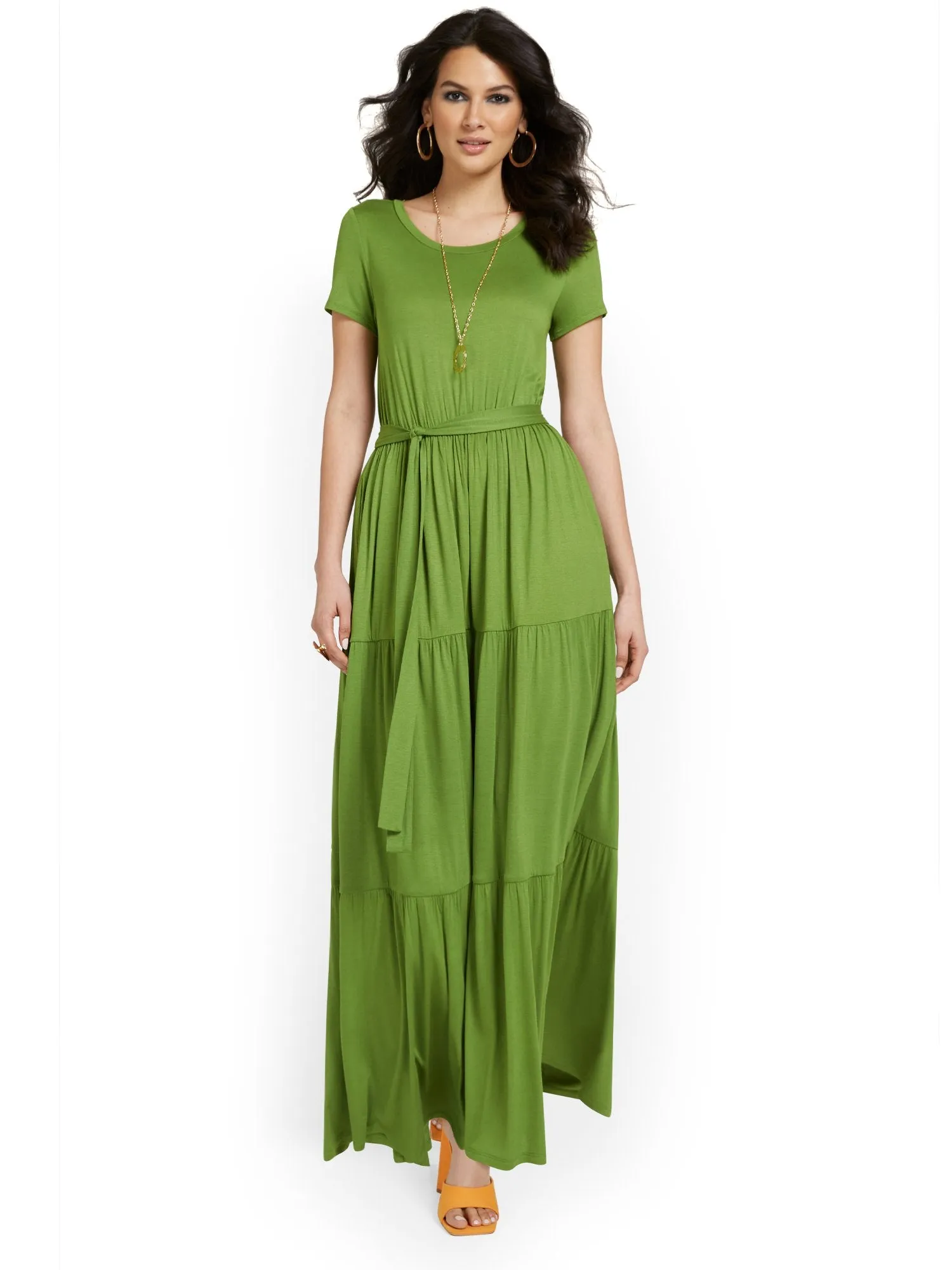 Tiered Tie-Waist Maxi Dress