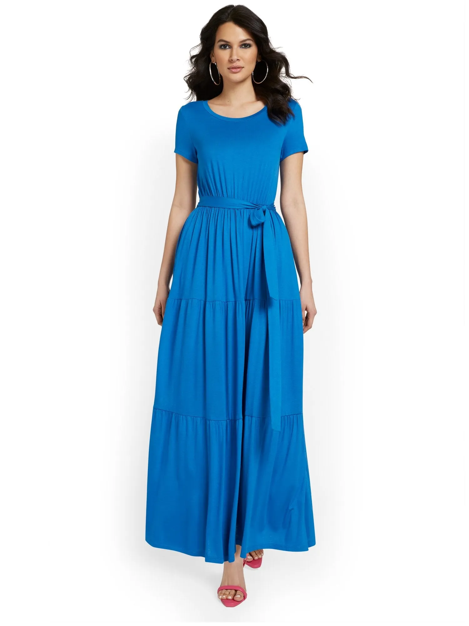 Tiered Tie-Waist Maxi Dress