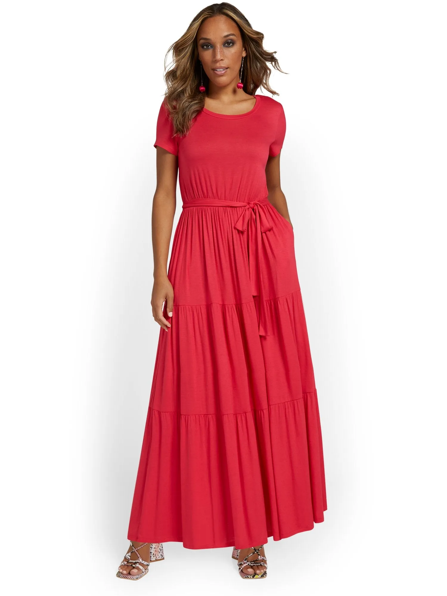 Tiered Tie-Waist Maxi Dress