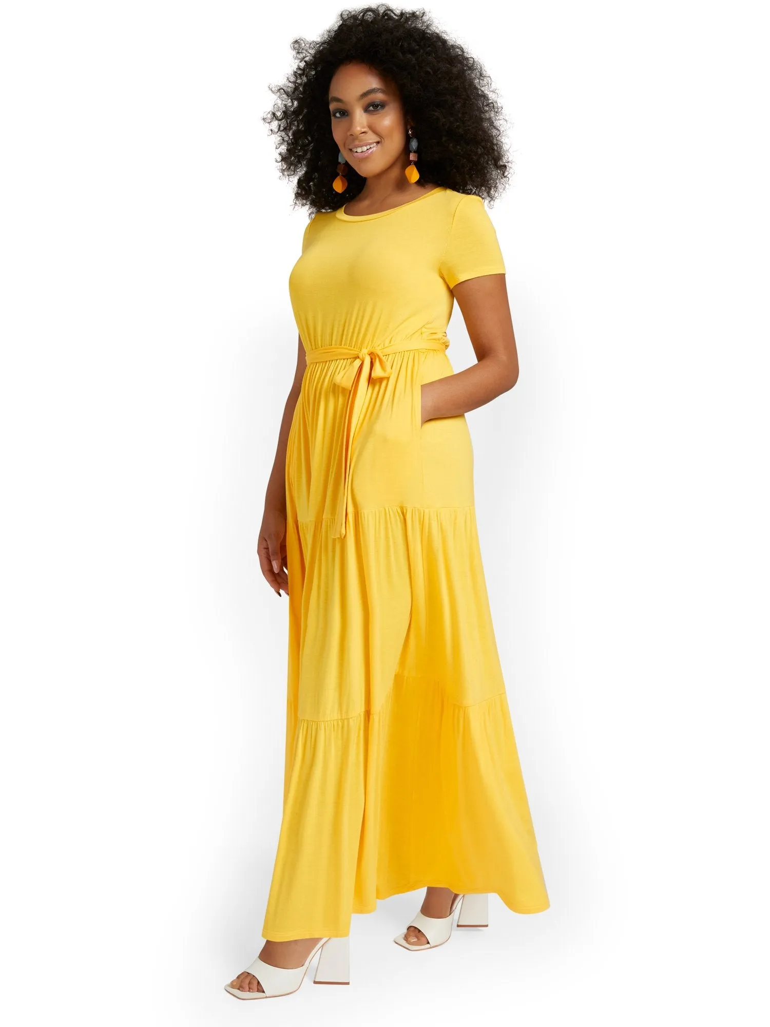 Tiered Tie-Waist Maxi Dress