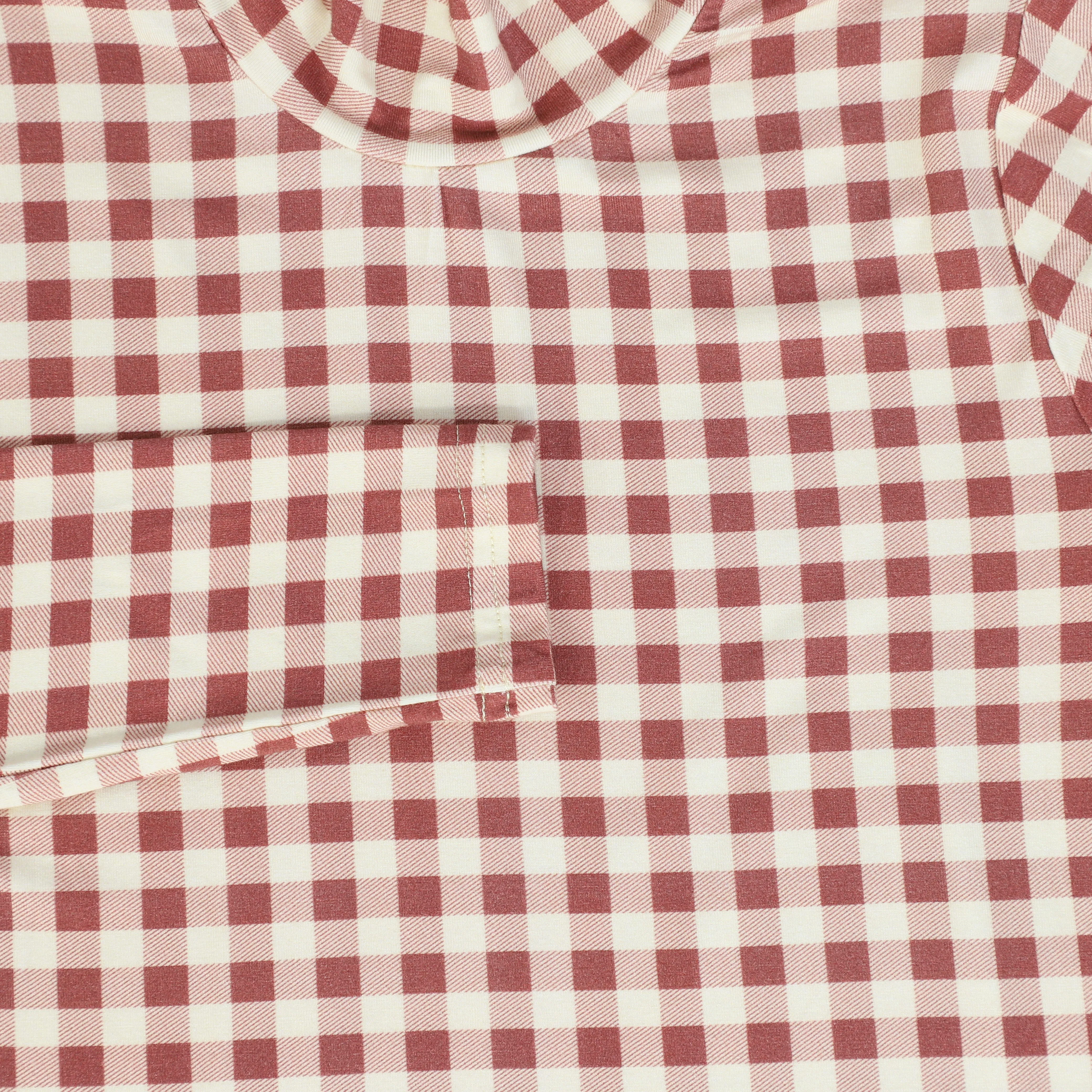 top l/s turtleneck gingham - red