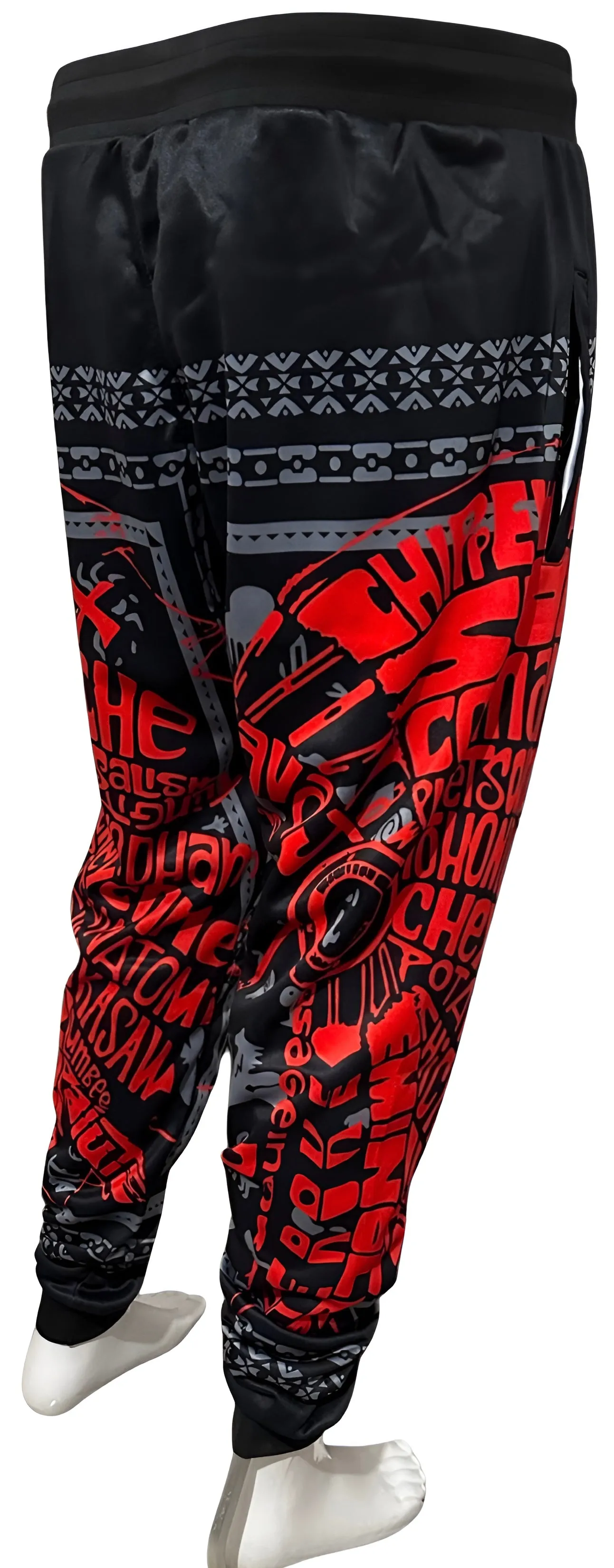 ^TRIBE VIBES^ (RED-GREY-BLACK) JOGGER SWEATPANTS