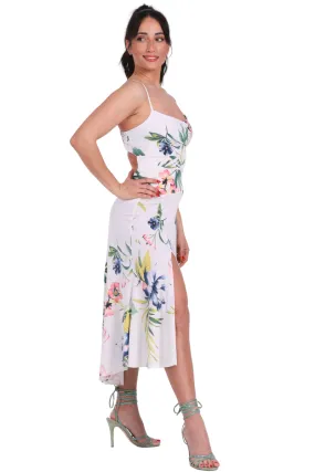 Tropical Print Fit & Flare Keyhole Back Midi Tango Dress