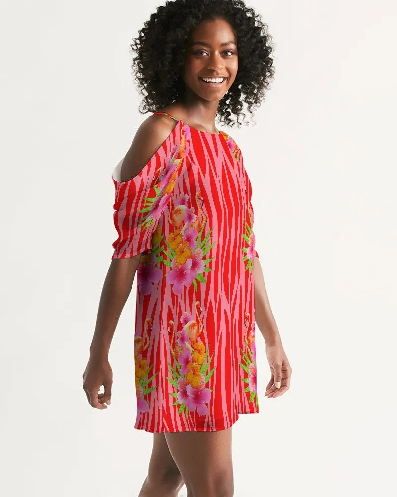 Tropique Flamingo Cold Shoulder Dress