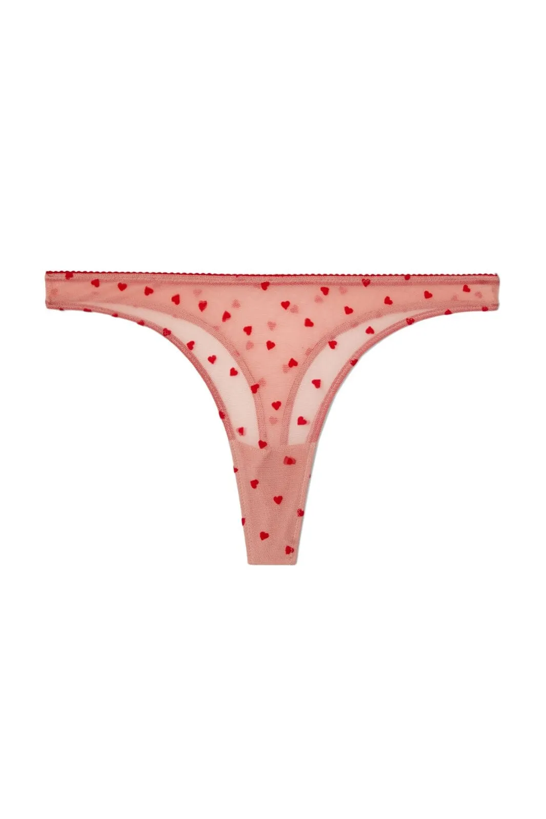 Understatement Underwear - Mesh Thong - Pale Pink/Deep Red