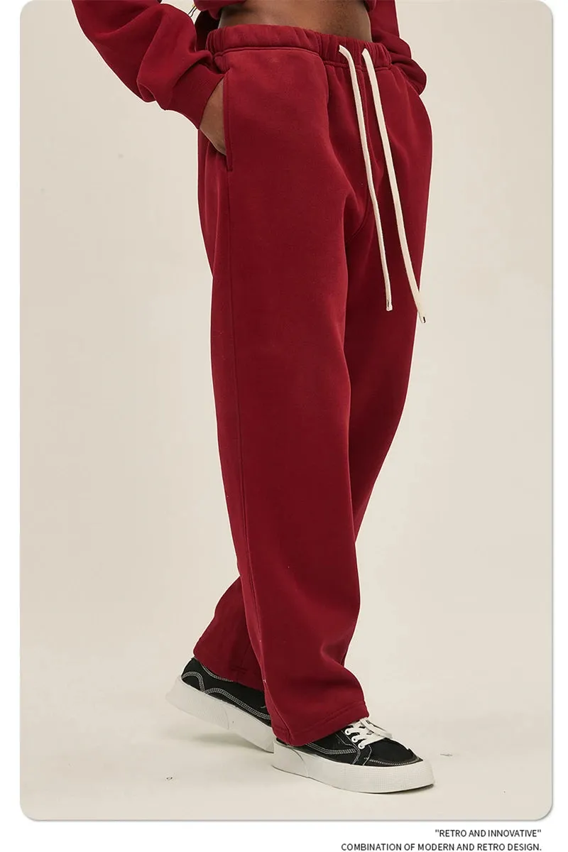 Unisex loose Winter wide leg pants Fleece joggers