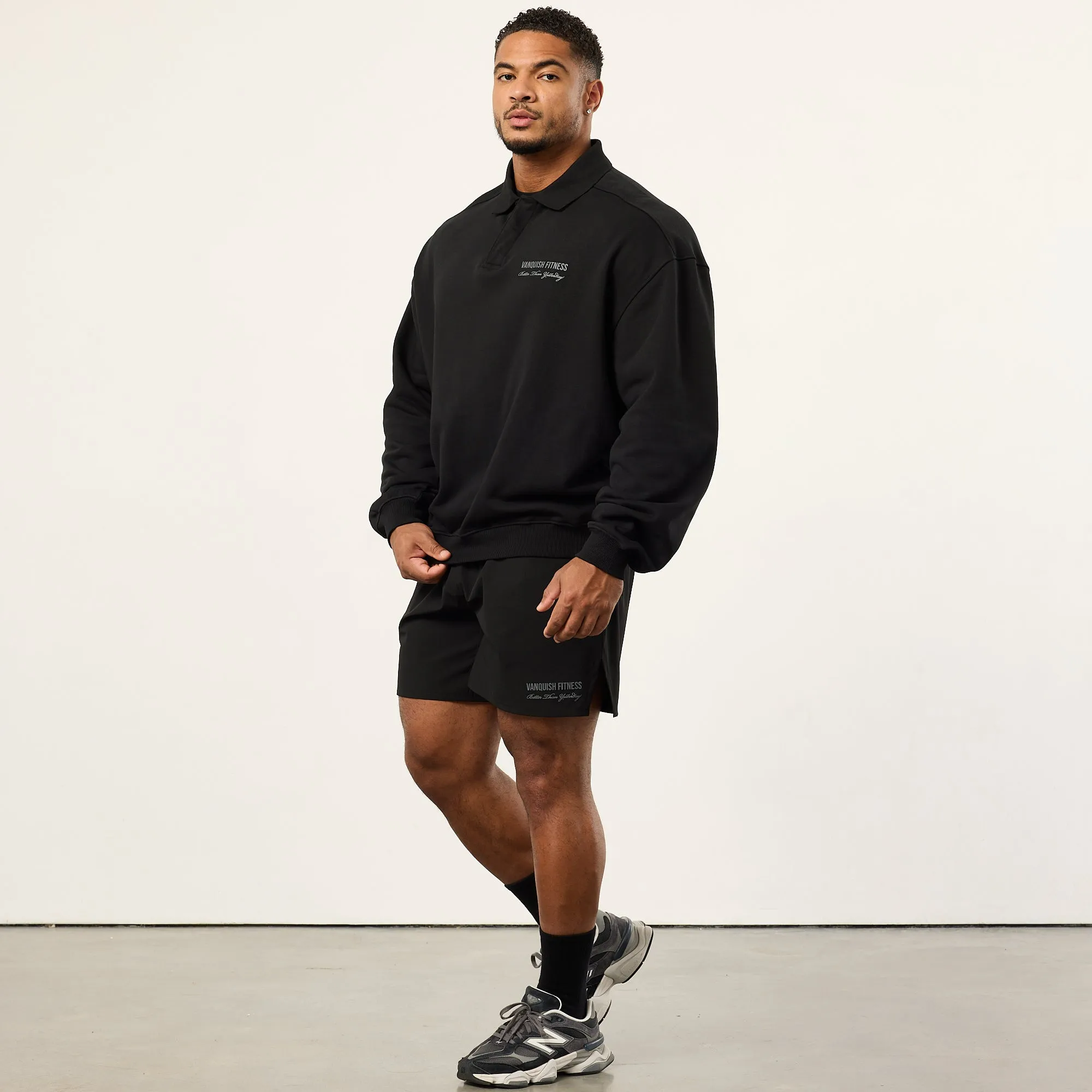 Vanquish Black Signature Oversized Polo Sweatshirt