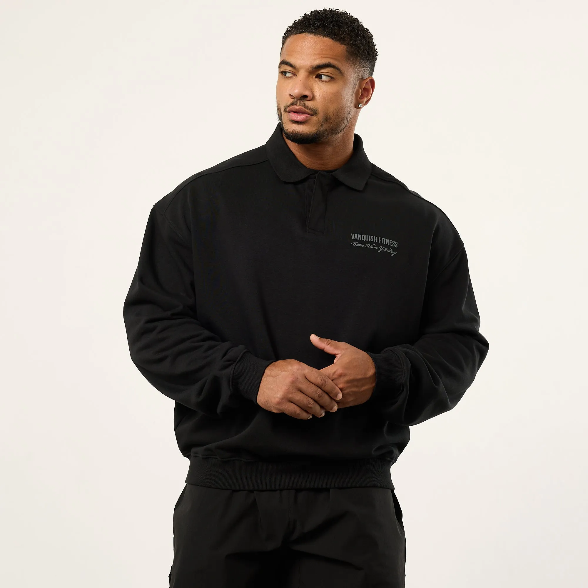 Vanquish Black Signature Oversized Polo Sweatshirt