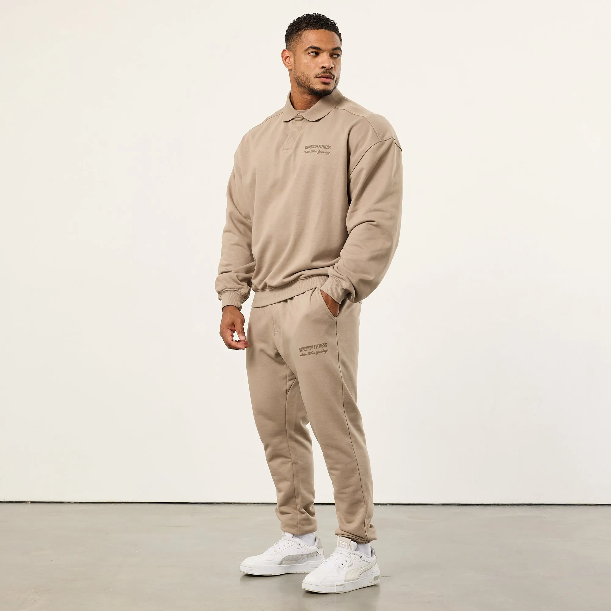 Vanquish Sand Signature Oversized Polo Sweatshirt