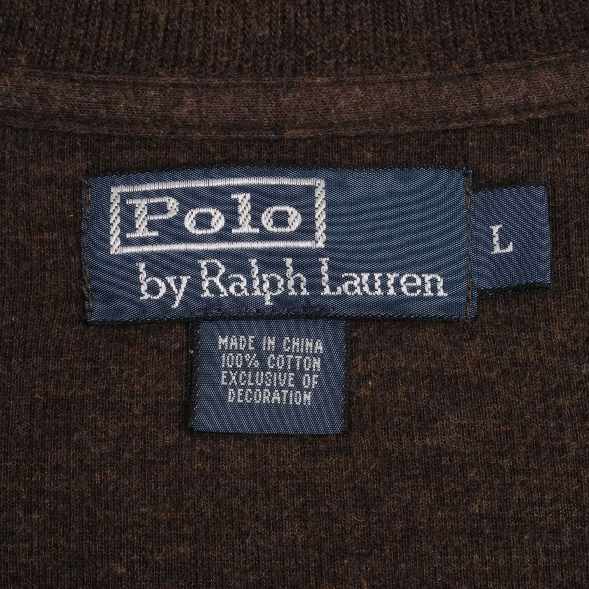 VINTAGE POLO RALPH LAUREN BROWN QUARTER ZIP SWEATSHIRT LARGE 1990S