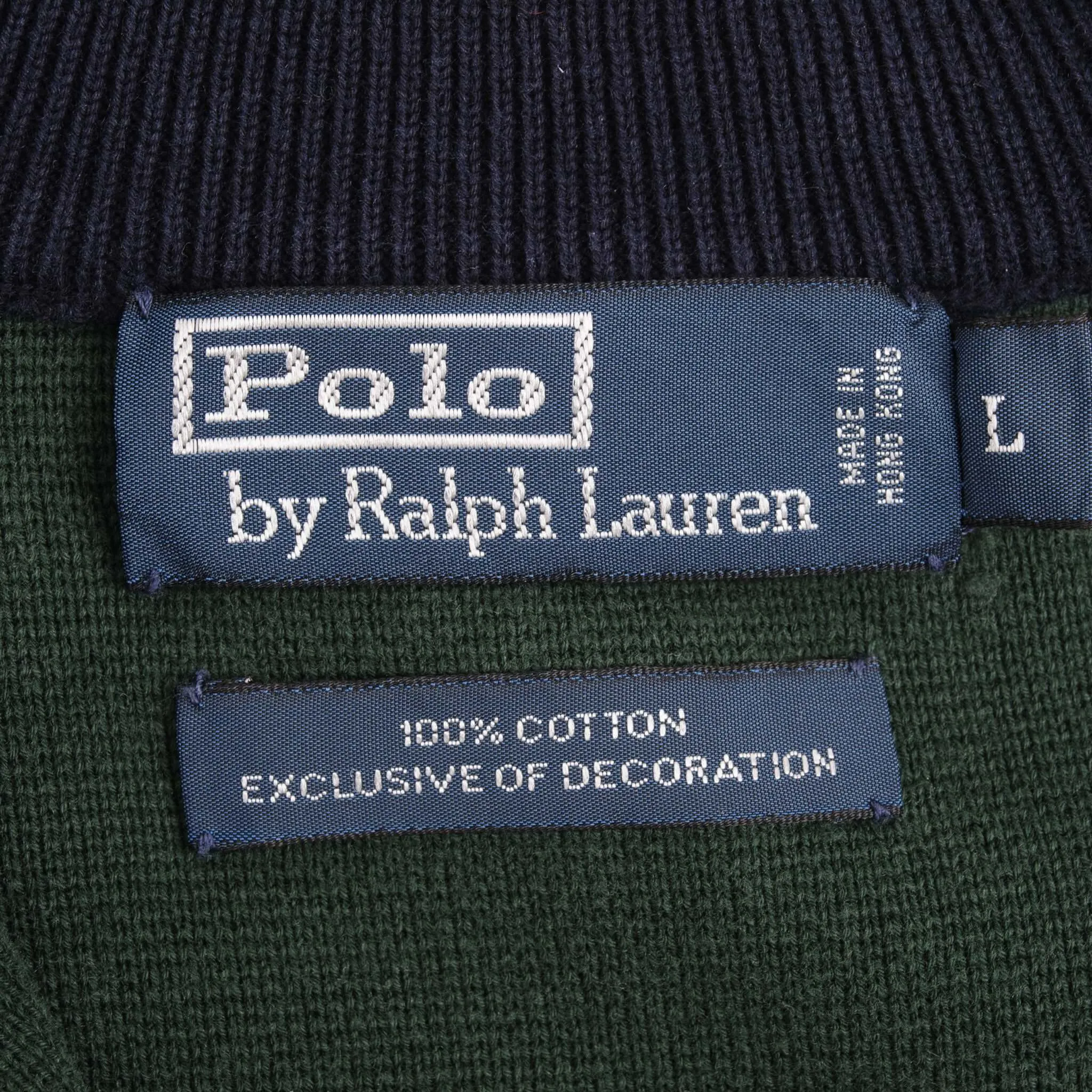 VINTAGE POLO RALPH LAUREN GREEN RLPC QUARTER 1/4 ZIP SWEATER 1990S SIZE LARGE