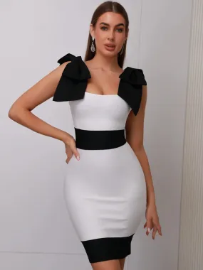 Women's Black and White Mini Party Dress