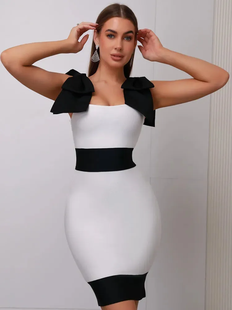 Women's Black and White Mini Party Dress