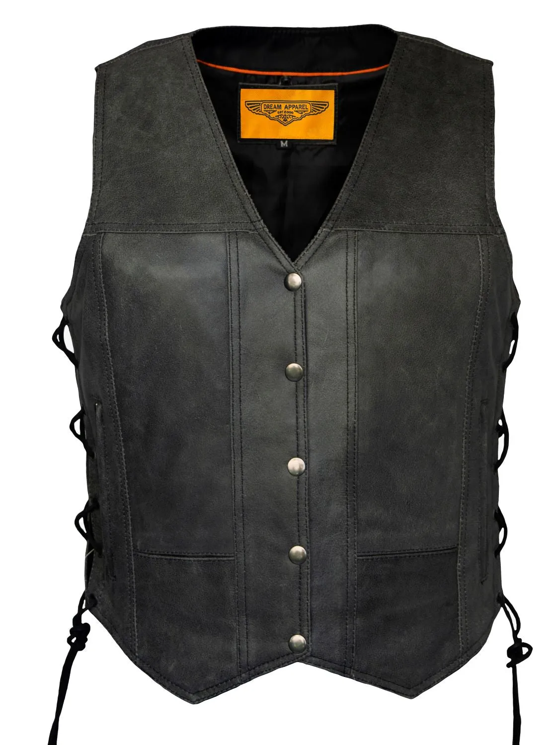 Women's Gray Club Vest with Concealed Carry Pockets & Side Laces