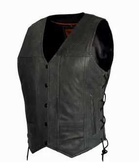 Women's Gray Club Vest with Concealed Carry Pockets & Side Laces