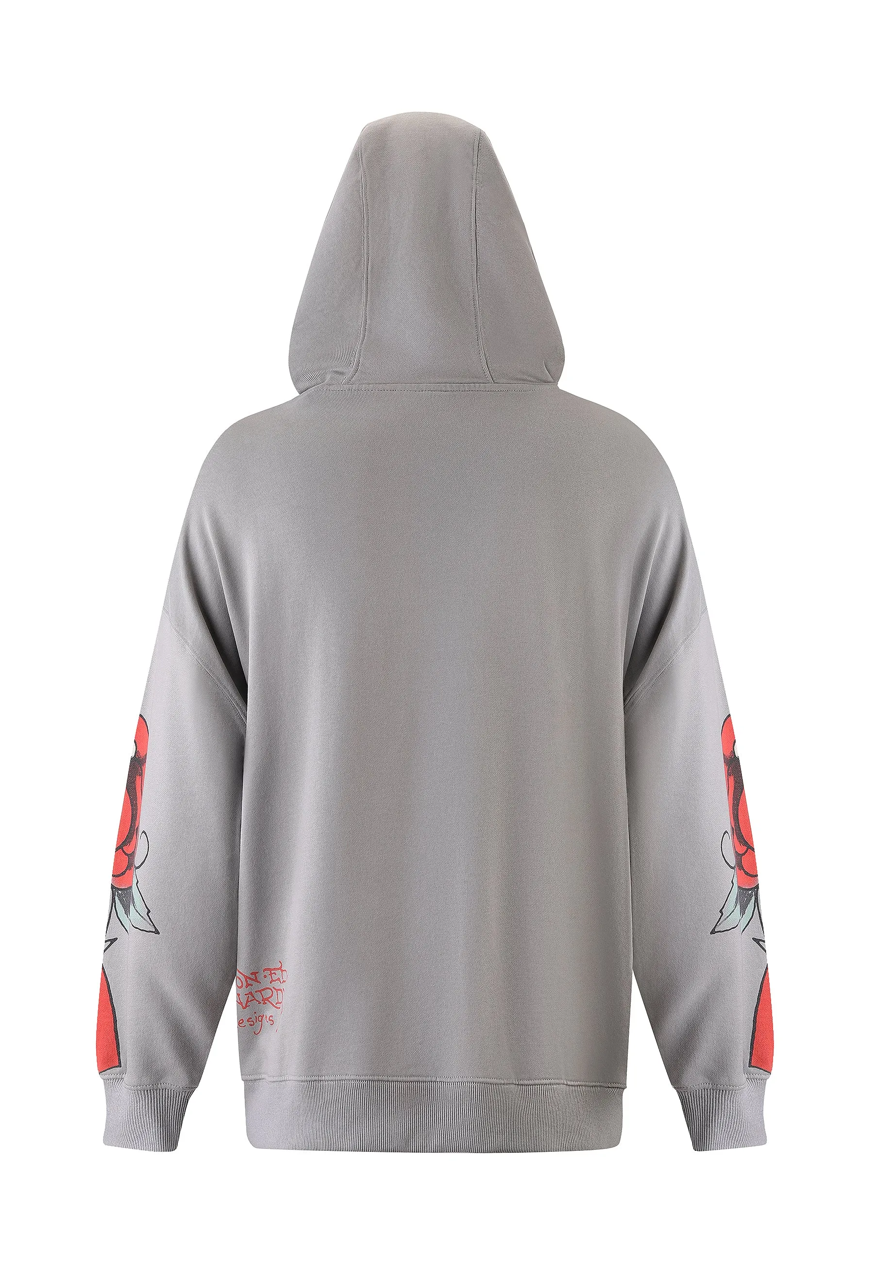 Womens Love Hard Graphic Relaxed Pouch Hoodie -  Grey