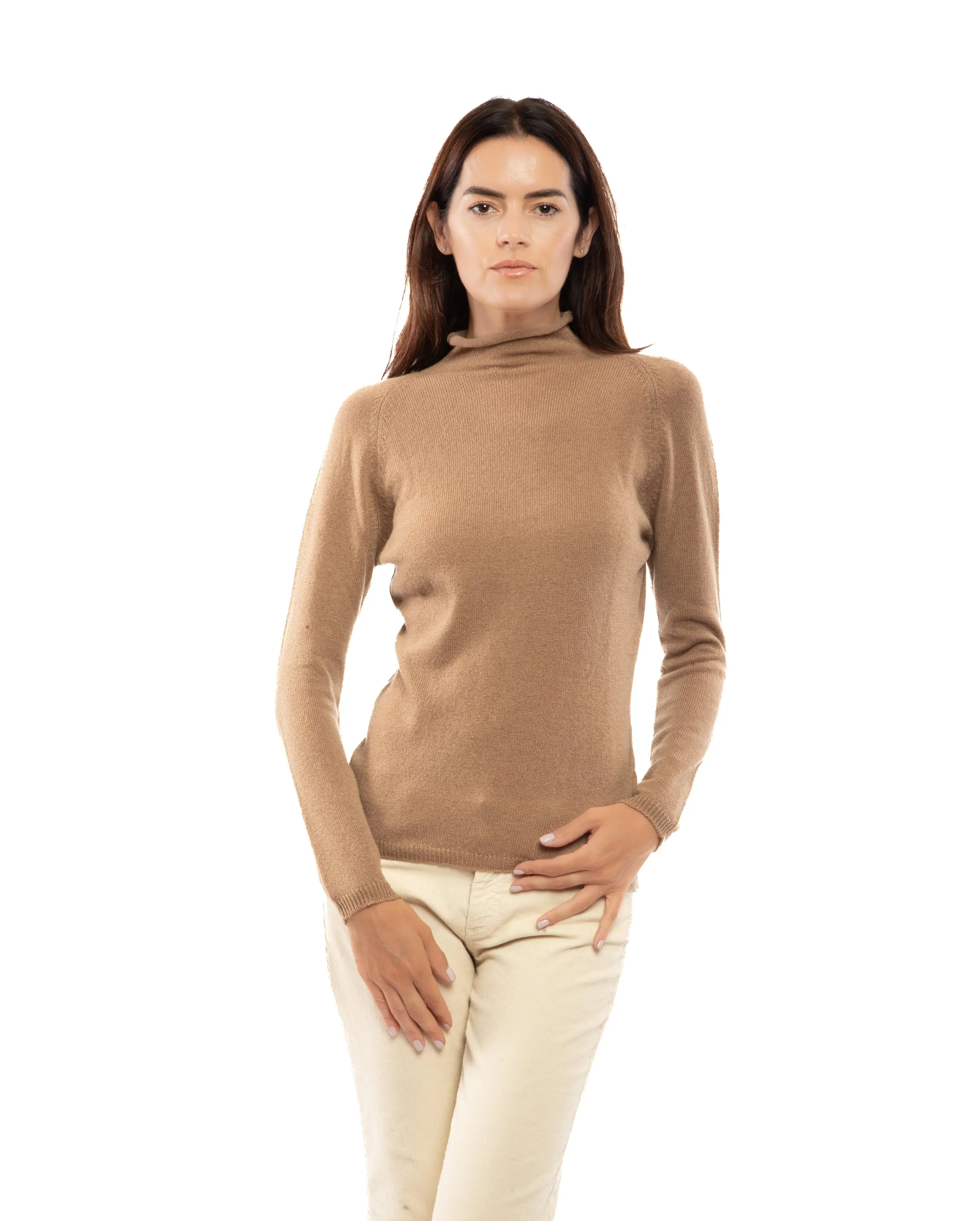 Women's Ultralight Cashmere Raglan Turtleneck Camel